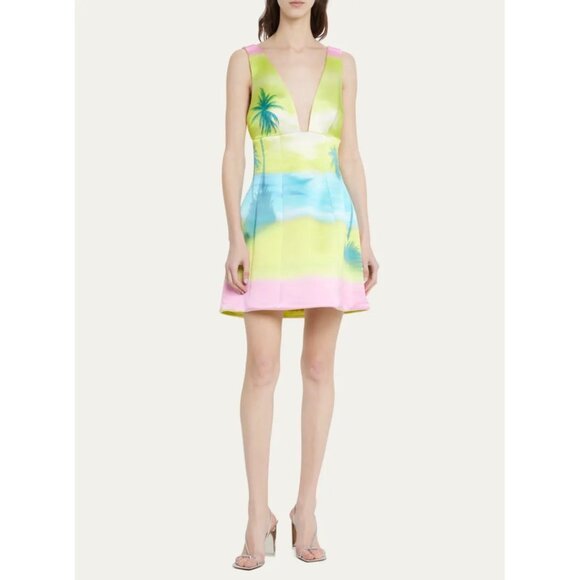 Brandon Maxwell Printed Silk Satin Mini-Dress - Picture 7 of 13